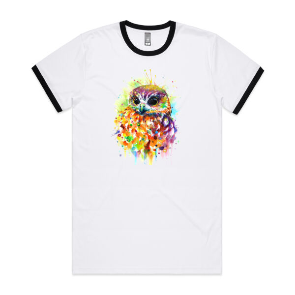 Ruru Owl - Mens Basic Tee - Mens Basic Tee - Mens Ringer Tee Thumbnail